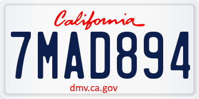 CA license plate 7MAD894