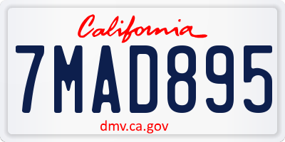 CA license plate 7MAD895