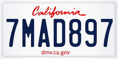 CA license plate 7MAD897