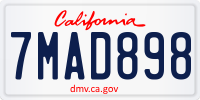 CA license plate 7MAD898