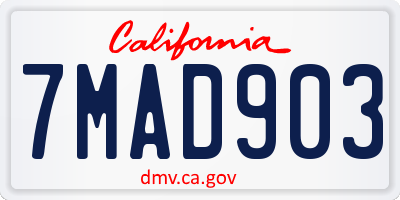 CA license plate 7MAD903