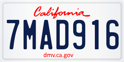 CA license plate 7MAD916