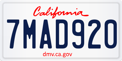 CA license plate 7MAD920