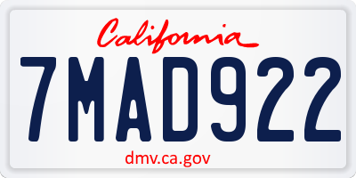CA license plate 7MAD922
