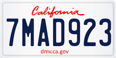 CA license plate 7MAD923