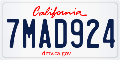 CA license plate 7MAD924
