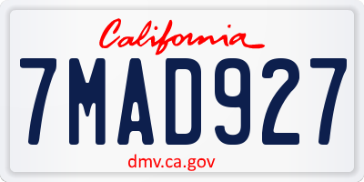 CA license plate 7MAD927