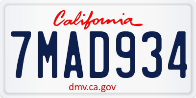 CA license plate 7MAD934