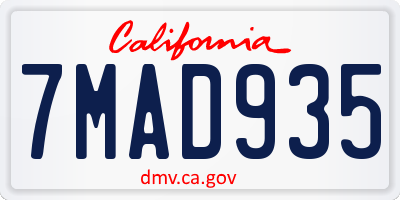 CA license plate 7MAD935