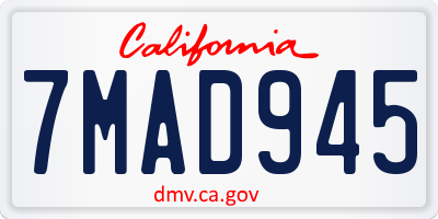 CA license plate 7MAD945
