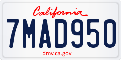 CA license plate 7MAD950