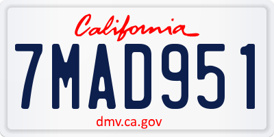 CA license plate 7MAD951