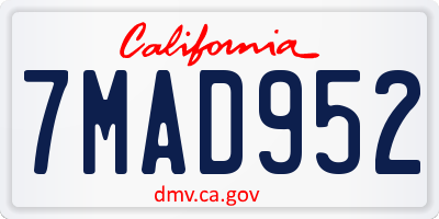 CA license plate 7MAD952