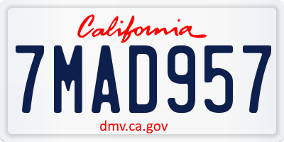 CA license plate 7MAD957