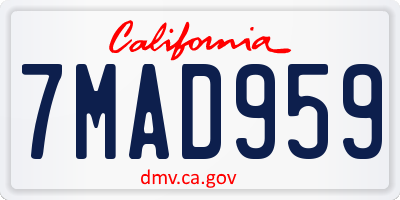 CA license plate 7MAD959