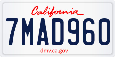 CA license plate 7MAD960