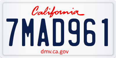 CA license plate 7MAD961