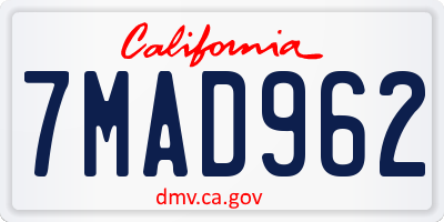 CA license plate 7MAD962