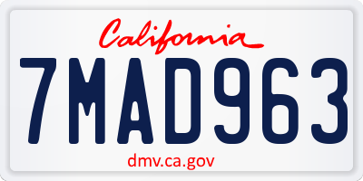 CA license plate 7MAD963