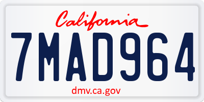 CA license plate 7MAD964