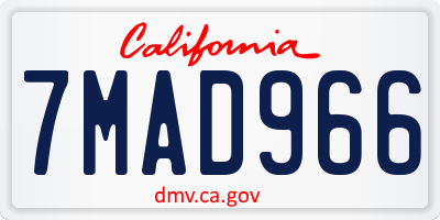 CA license plate 7MAD966