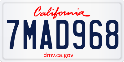 CA license plate 7MAD968
