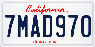 CA license plate 7MAD970