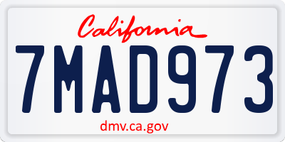 CA license plate 7MAD973