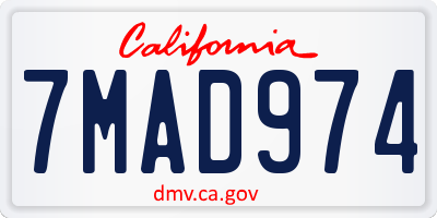 CA license plate 7MAD974
