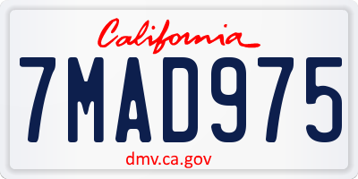 CA license plate 7MAD975