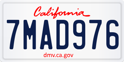 CA license plate 7MAD976