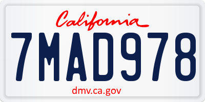 CA license plate 7MAD978