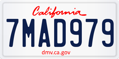 CA license plate 7MAD979