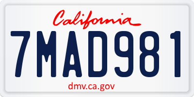 CA license plate 7MAD981