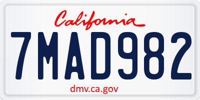 CA license plate 7MAD982