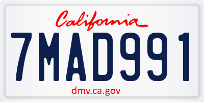 CA license plate 7MAD991