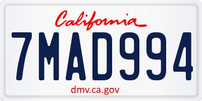 CA license plate 7MAD994