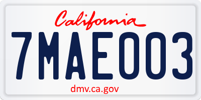 CA license plate 7MAE003