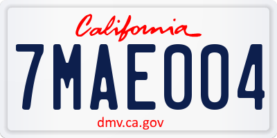 CA license plate 7MAE004
