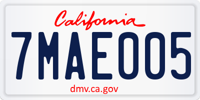 CA license plate 7MAE005