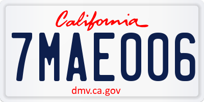 CA license plate 7MAE006