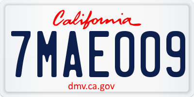 CA license plate 7MAE009