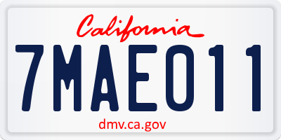 CA license plate 7MAE011