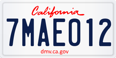 CA license plate 7MAE012