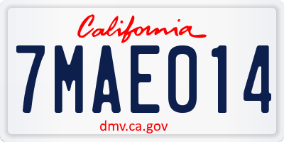 CA license plate 7MAE014