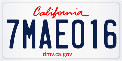 CA license plate 7MAE016