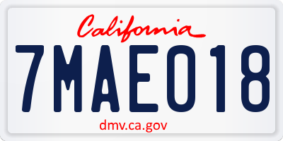 CA license plate 7MAE018