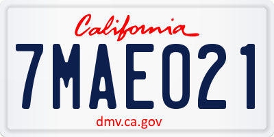 CA license plate 7MAE021