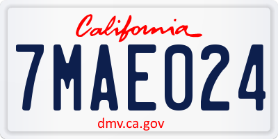 CA license plate 7MAE024