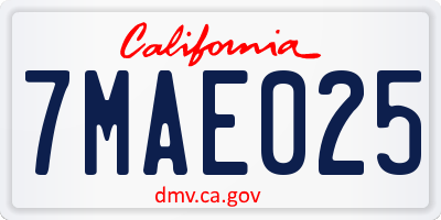 CA license plate 7MAE025